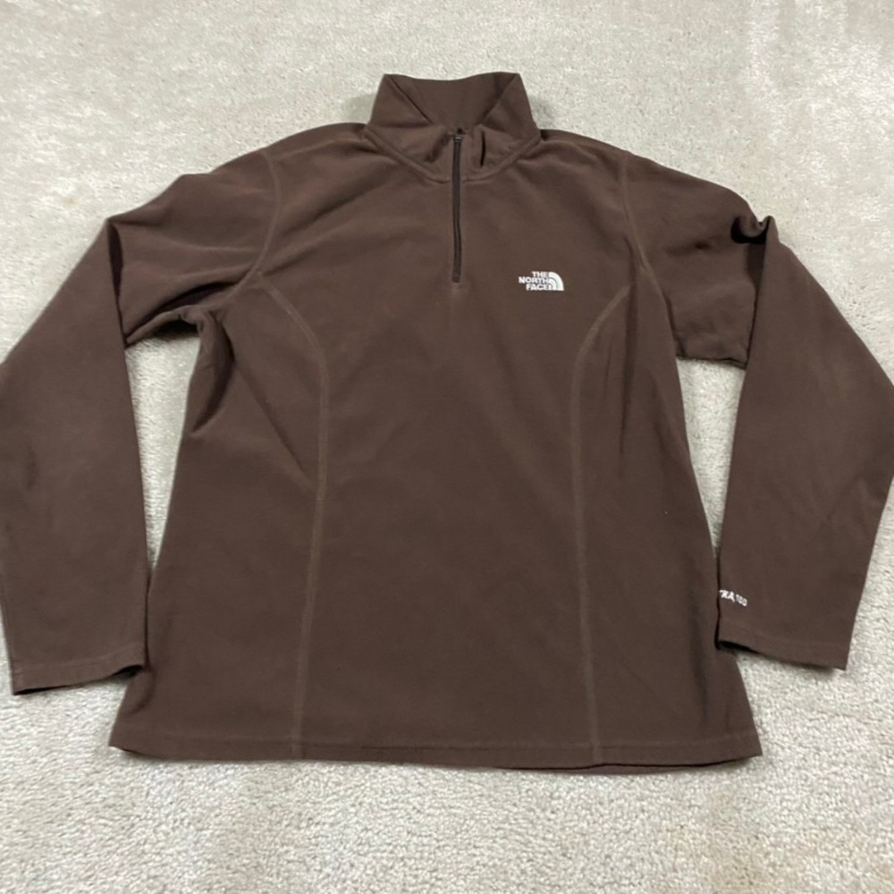 The North Face Pullover Womens Large TKA 100 Fleece Brown Quarter Zip ALJO